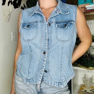 Faded Glory Denim Blue Jean Vest Large